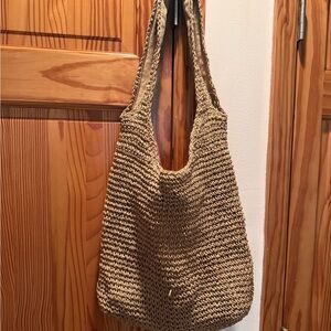 Stylish Tan Woven Tote Bag